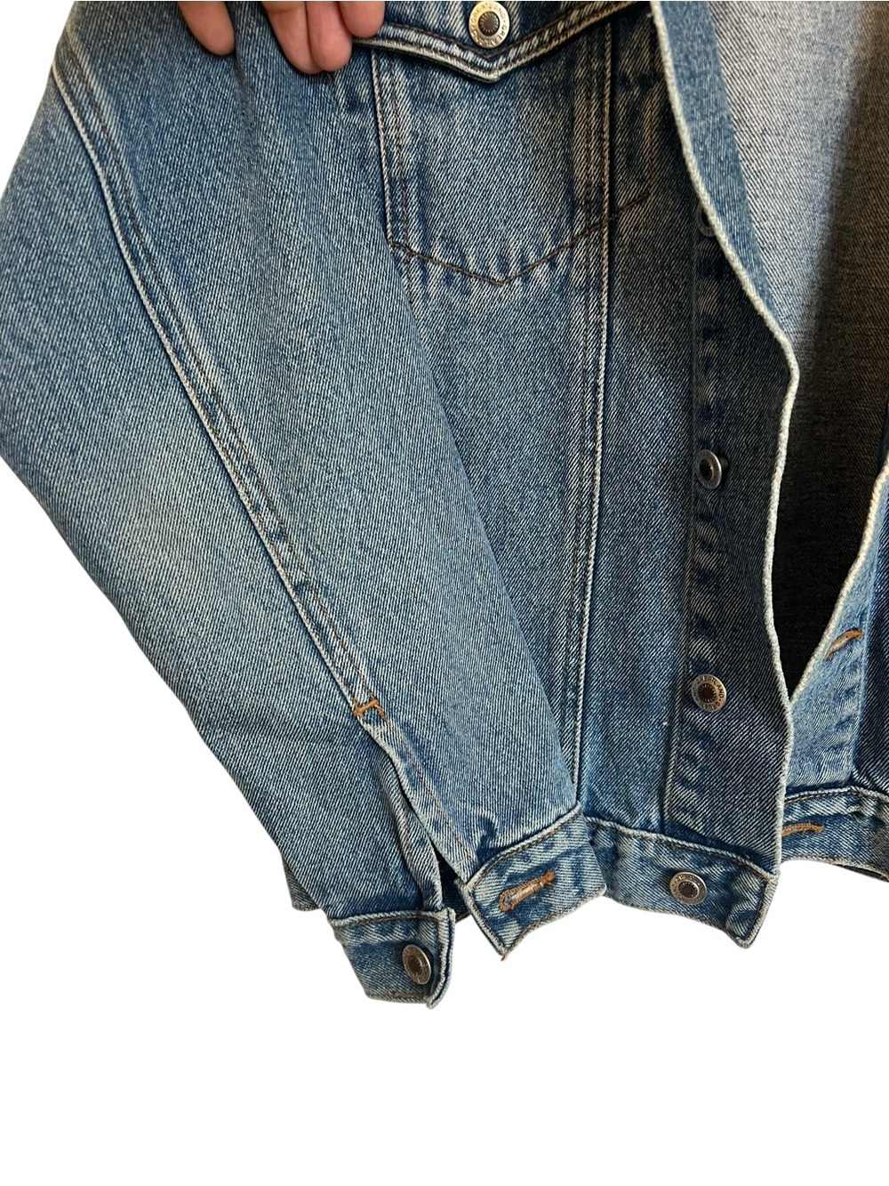 Vintage Grearland Blue Denim Jacket with Graphic Bear Back Panel 100% Cotton - Picture 3 of 6